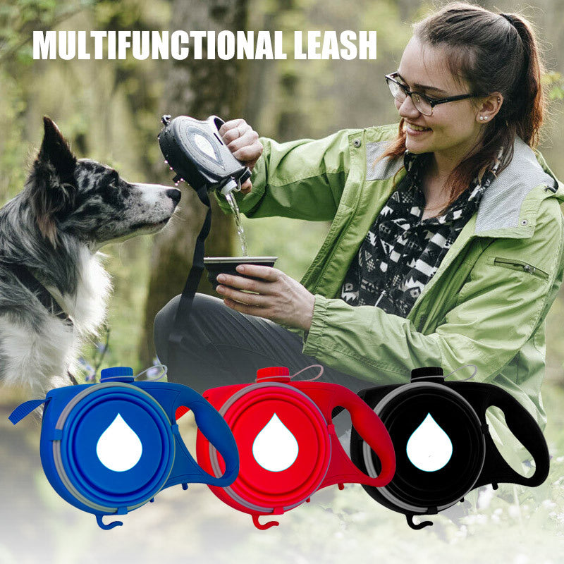 Retractable Dog Leash with Built-In Water Bottle — Hiking Set