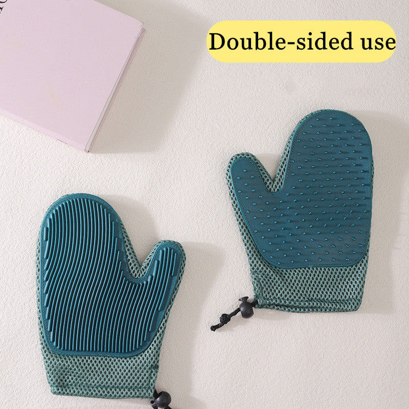 Silicone Pet Grooming & Massage Gloves — Hair Removal Brush