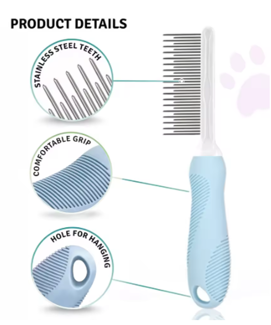 Pet Fur Detangling Needle Comb — Grooming Comb for Cats & Dogs