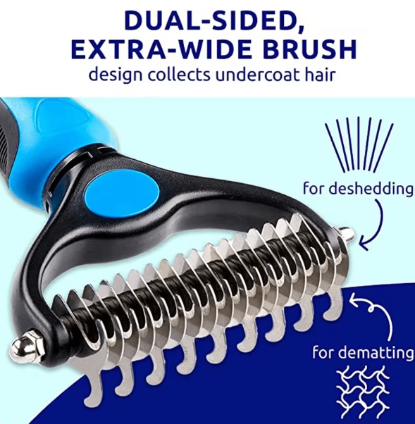 Double-Sided Pet Dematting & Grooming Brush for Dogs