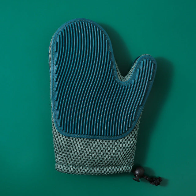 Silicone Pet Grooming & Massage Gloves — Hair Removal Brush