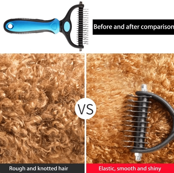 Double-Sided Pet Dematting & Grooming Brush for Dogs