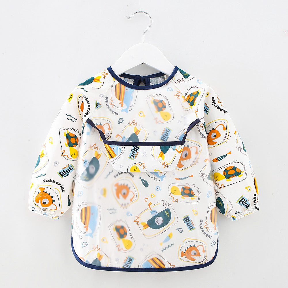 Long Sleeve Waterproof Baby Feeding Bib with Cute Designs