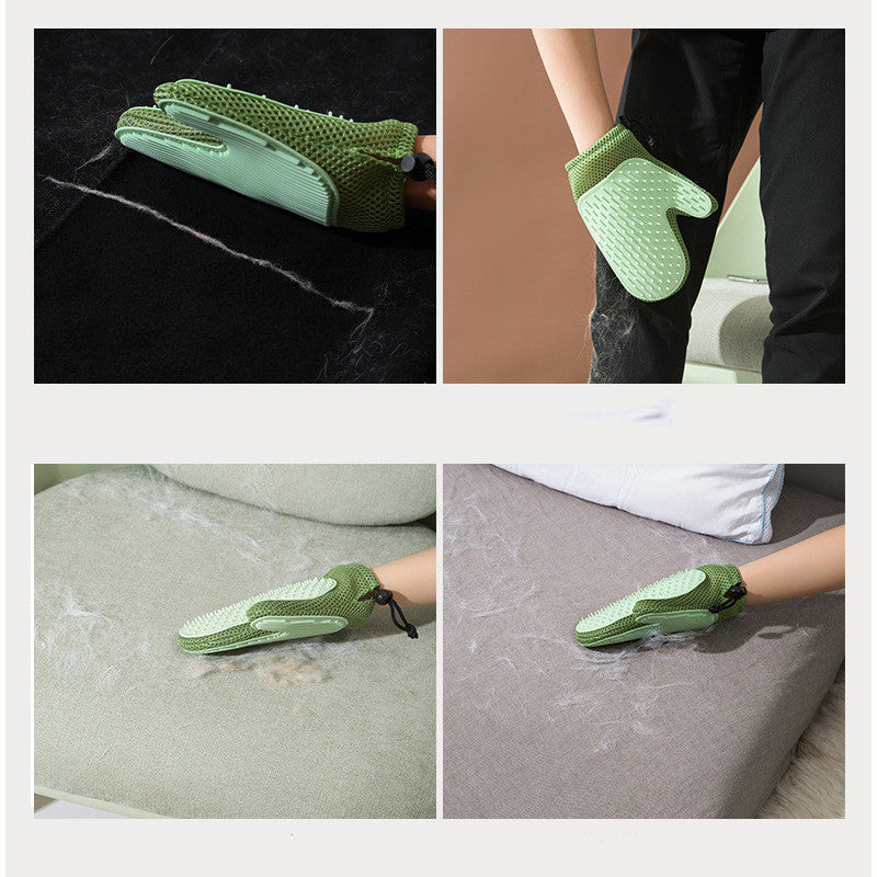 Silicone Pet Grooming & Massage Gloves — Hair Removal Brush