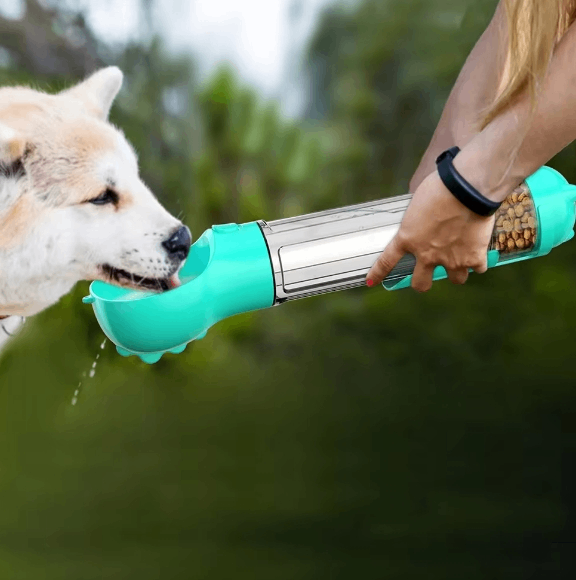 3-in-1 Portable Dog Water Bottle & Food Feeder for On-the-Go