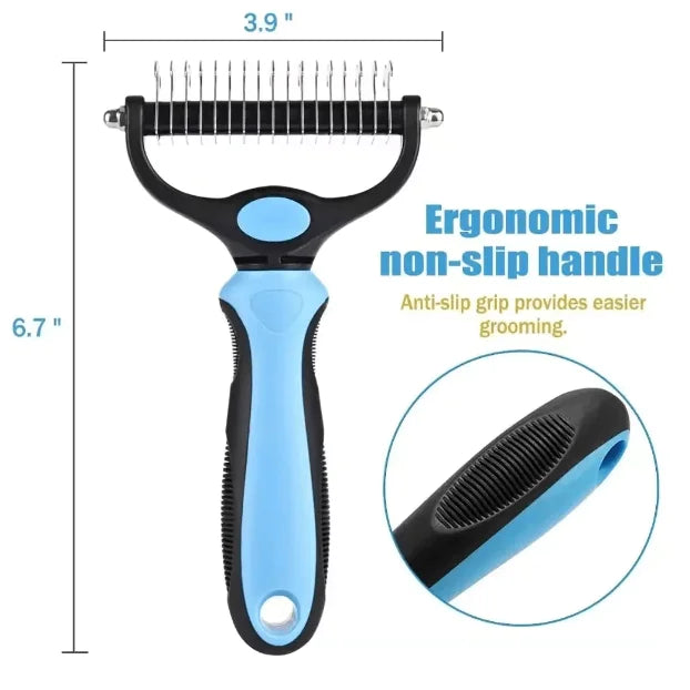 Double-Sided Pet Dematting & Grooming Brush for Dogs