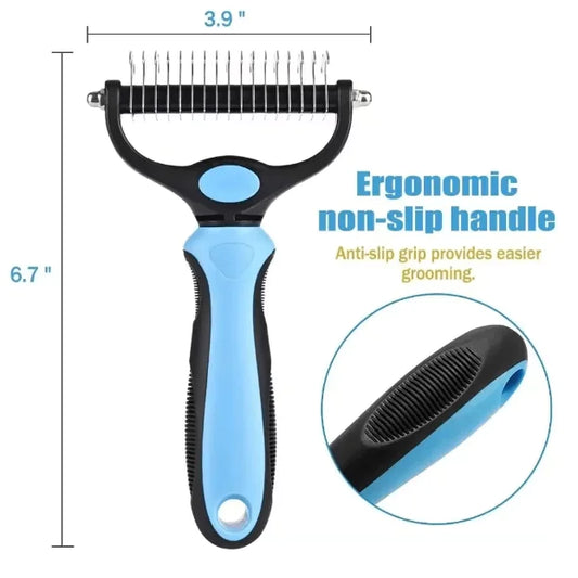 Double-Sided Pet Dematting & Grooming Brush for Dogs