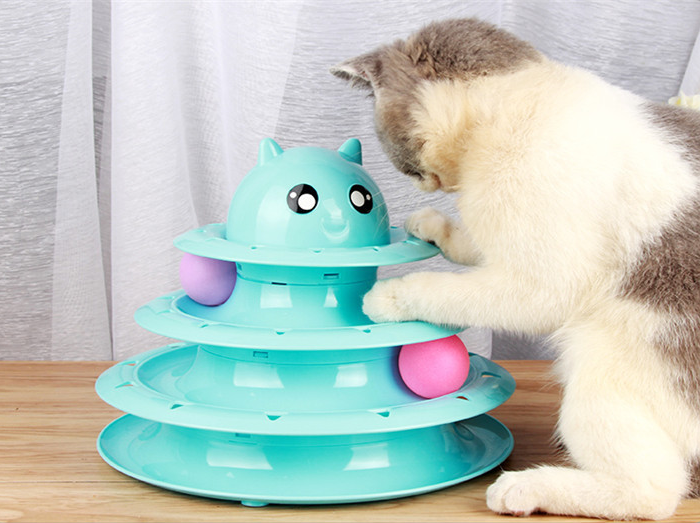 Three-Tier Cat Spinning Ball Tower Toy