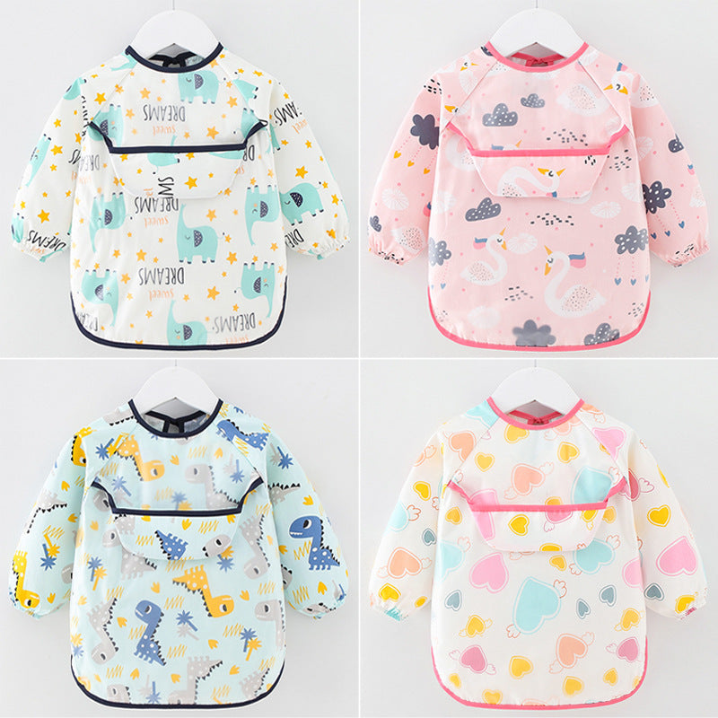 Long Sleeve Waterproof Baby Feeding Bib with Cute Designs