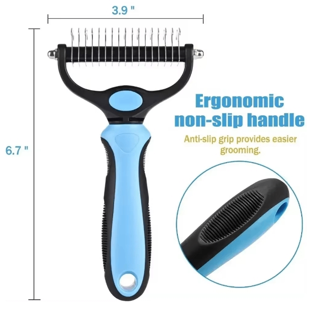 Double-Sided Pet Dematting & Grooming Brush for Dogs