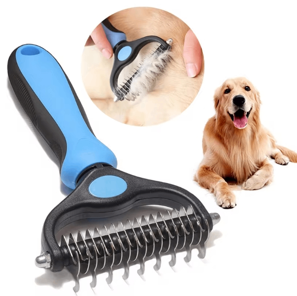 Double-Sided Pet Dematting & Grooming Brush for Dogs