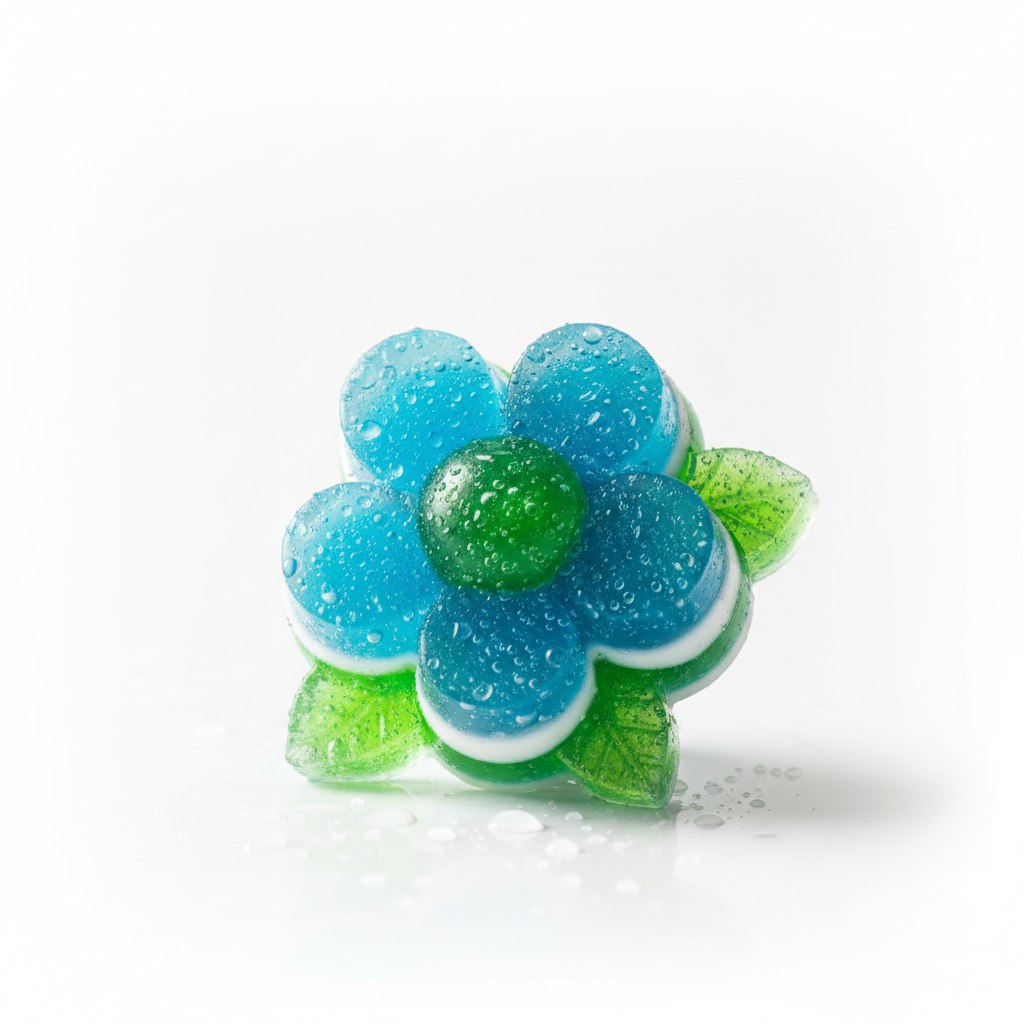 Aromatic flower toilet cleaning ball air freshener on white background